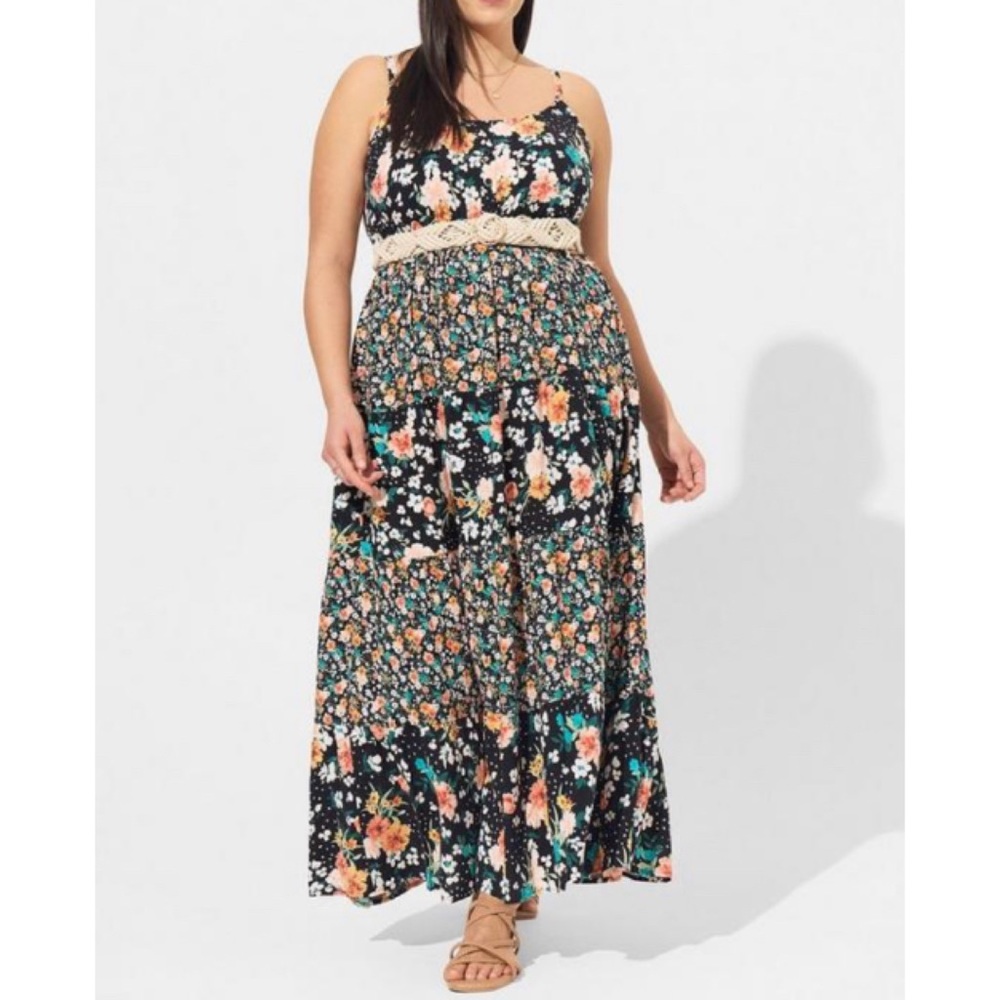 🆕 Floral Maxi Challis Tiered Dress 2 2X 18 20 NWT Torrid New!